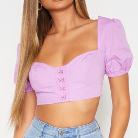 PrettyLittleThing Tops - NWOT PLT Lilac Puff Sleeve Crop Top